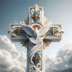 Cross Peace Dove-Full Round Diamond Painting-30x30cm