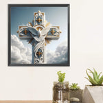 Cross Peace Dove-Full Round Diamond Painting-30x30cm