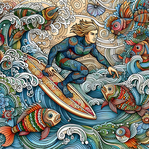 Color Surfer-Full Round Diamond Painting-50x50cm