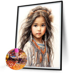 Indian Girl-Full Round Diamond Painting-40x50cm