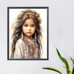 Indian Girl-Full Round Diamond Painting-40x50cm