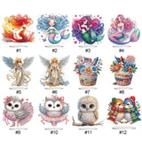 Mermaid Owl-Single Side Drill-Acrylic Diamond Desktop Ornament