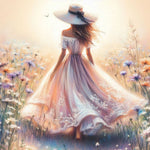 Beach Lady-Full Round Diamond Painting-30x30cm