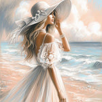 Beach Lady-Full Round Diamond Painting-30x30cm
