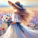 Beach Lady-Full Round Diamond Painting-30x30cm