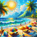 Beach-Full Round Diamond Painting-30x30cm