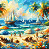 Beach-Full Round Diamond Painting-30x30cm