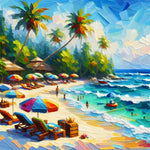 Beach-Full Round Diamond Painting-30x30cm