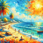 Beach-Full Round Diamond Painting-30x30cm