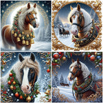 Christmas Horse-Full Round Diamond Painting-40x40cm