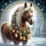 Christmas Horse-Full Round Diamond Painting-40x40cm
