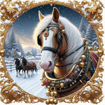 Christmas Horse-Full Round Diamond Painting-40x40cm