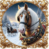 Christmas Horse-Full Round Diamond Painting-40x40cm