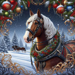 Christmas Horse-Full Round Diamond Painting-40x40cm