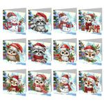 2/6/12Pcs/Set Christmas-Diamond Greeting Cards