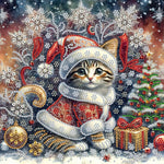 Christmas Cat-Partial Special Diamond Painting-30x30cm