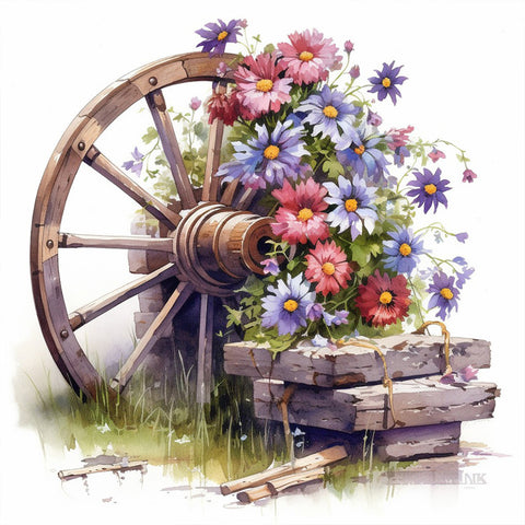 Flower Wheel-Full Round Diamond Painting-30x30cm