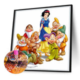 Snow White and the Dwarfs-Full Round Diamond Painting-30x30cm