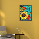 Sunflower Calligraphy And Painting-Full Round Diamond Painting-30x40cm