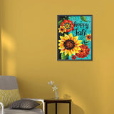 Sunflower Calligraphy And Painting-Full Round Diamond Painting-30x40cm