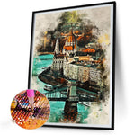 Watercolor Budapest-Full Round Diamond Painting-40x50cm