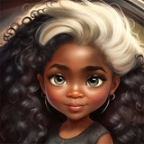 Black Girl-Full Round Diamond Painting-30x30cm