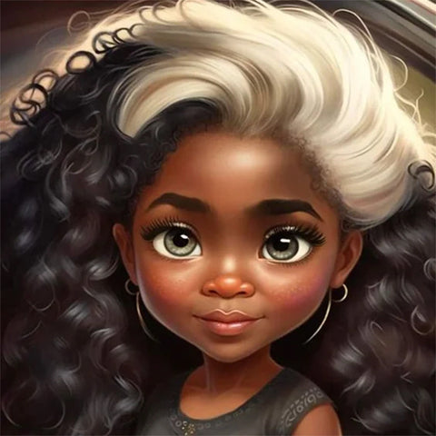 Black Girl-Full Round Diamond Painting-30x30cm