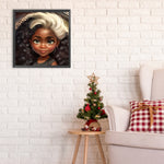 Black Girl-Full Round Diamond Painting-30x30cm