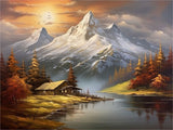 Snow Mountain Woods-Full Round Diamond Painting-40x30cm