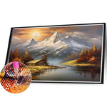 Snow Mountain Woods-Full Round Diamond Painting-40x30cm