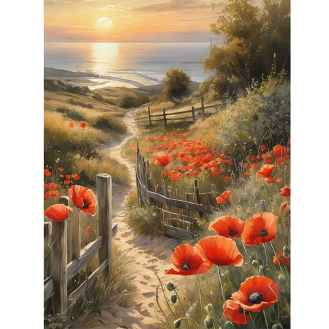 Path Among Flowers-Full Round Diamond Painting-30x40cm