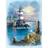 Seaside Lighthouse-Full Round Diamond Painting-30x40cm