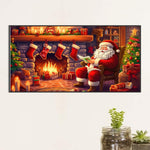 Santa Claus-Full Round Diamond Painting-60x30cm-Large Size