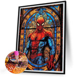 Stained Glass Spiderman-Full Round Diamond Painting-30x40cm