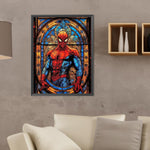 Stained Glass Spiderman-Full Round Diamond Painting-30x40cm