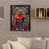 Stained Glass Spiderman-Full Round Diamond Painting-30x40cm