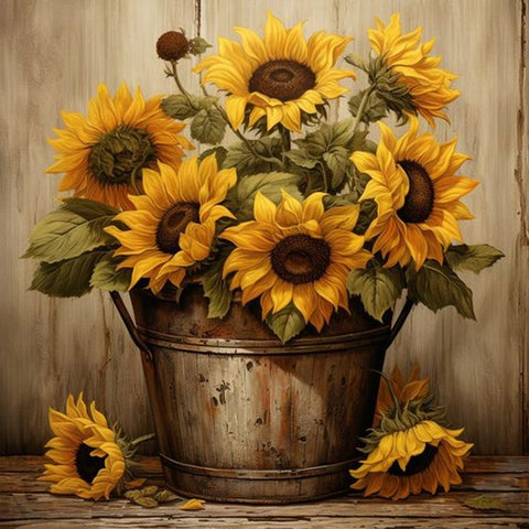 Sunflower-Full Round Diamond Painting-30x30cm