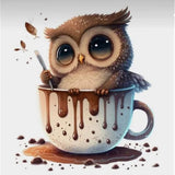 Teacup Owl-Full Round Diamond Painting-30x30cm