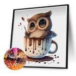 Teacup Owl-Full Round Diamond Painting-30x30cm