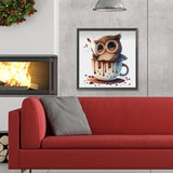 Teacup Owl-Full Round Diamond Painting-30x30cm