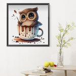 Teacup Owl-Full Round Diamond Painting-30x30cm