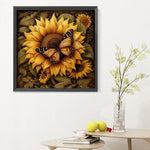 Sunflower Butterfly-Full Round Diamond Painting-30x30cm