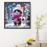 Snow Kitten-Full Round Diamond Painting-30x30cm