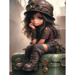 Cool Girl-Full Round Diamond Painting-30x40cm