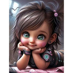 Cool Girl-Full Round Diamond Painting-30x40cm