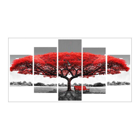 Red Tree 5 - picture - Full Drill Round Drill - 95x45cm