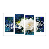 4pcs/set White Rose - Full Drill Round Drill Painting - 95x45cm