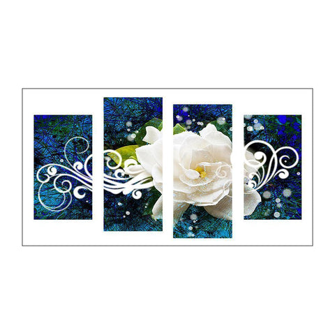 4pcs/set White Rose - Full Drill Round Drill Painting - 95x45cm