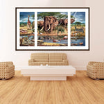 3pcs/set Animal Family - Full Drill Round Drill Painting - 80x45cm