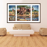 3pcs/set Animal Family - Full Drill Round Drill Painting - 80x45cm